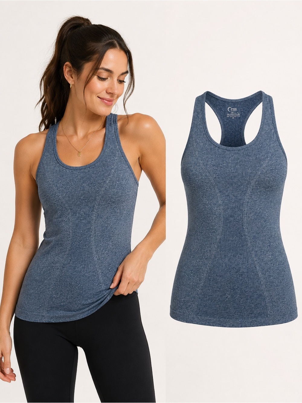 Zyia Active | Copper Charged | Seamless Racerback Tank Top Blue | XS